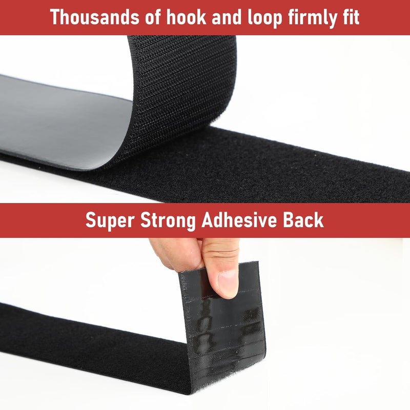 PTUNA 20Ft *4 Inch Hook and Loop Tape with Adhesive Back, Heavy Duty Double Sided Adhesive Strips, Strong Sticky Strips Roll for Home/Office/School/Car, Black - Image 4